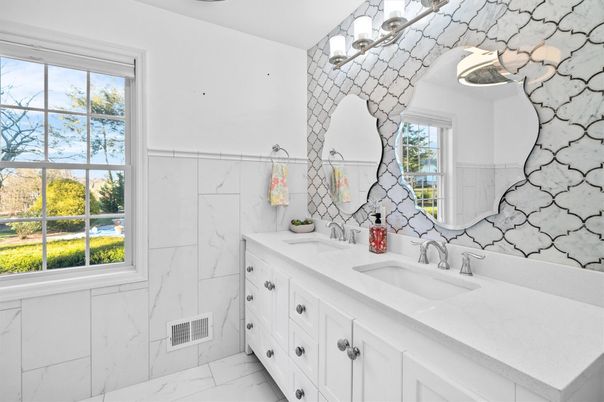 Bathroom, Dual Sink Vanities, Interior, Marble, Marble Walls