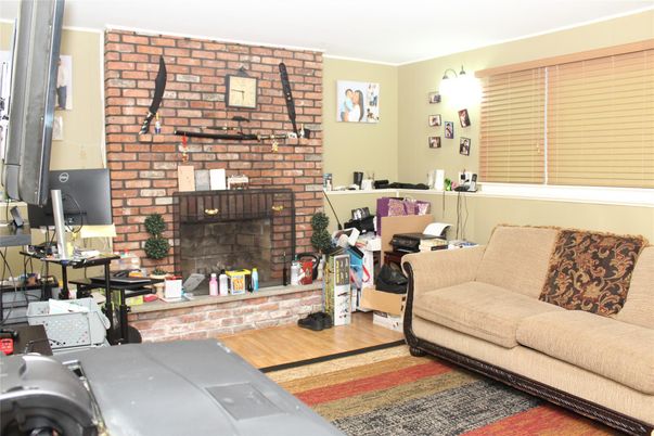 Fireplace, Home Office, Interior, Living room, Stone Walls, Wood Texture Flooring