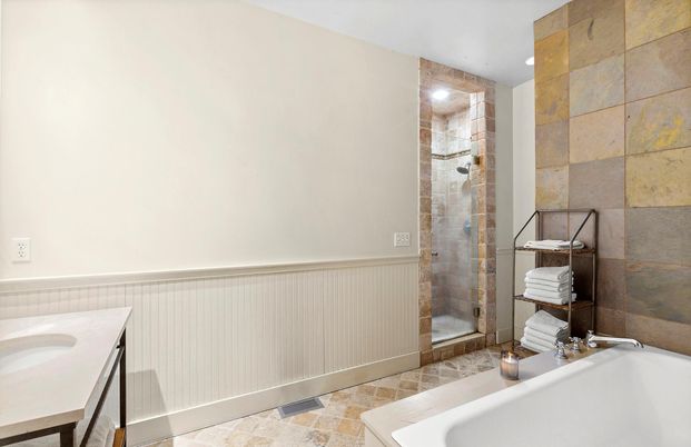 Bathroom, Glass Shower, Interior, Recessed Lighting