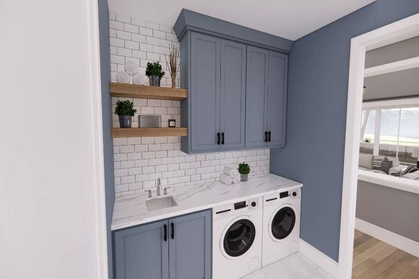 Interior, Washer, Wood Texture Flooring