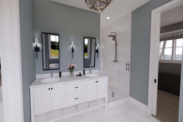 Bathroom, Dual Sink Vanities, Interior, Recessed Lighting