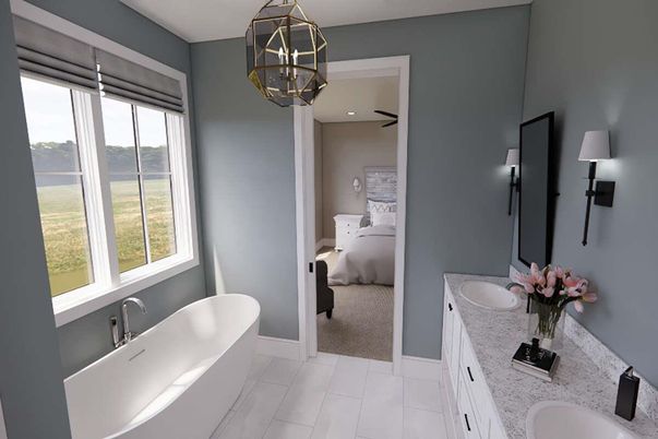 Bathroom, Dual Sink Vanities, Free Standing Baths, Interior, Recessed Lighting