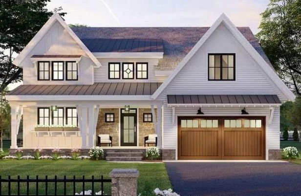 Attached, Exterior, Facade, Farmhouse