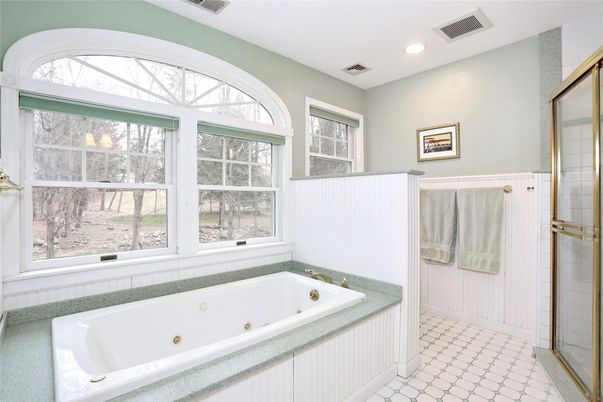 Bathroom, Glass Shower, Interior, Recessed Lighting