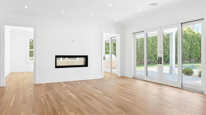 Empty room, Interior, Recessed Lighting, Wood Texture Flooring