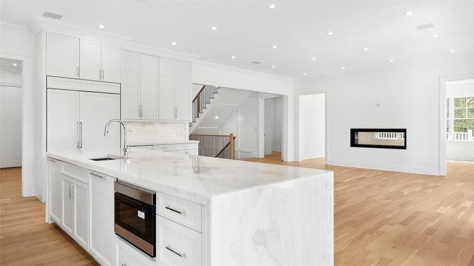Interior, Kitchen, Recessed Lighting, Wood Texture Flooring