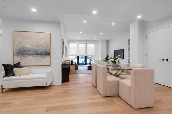 Interior, Living room, Recessed Lighting, Wood Texture Flooring