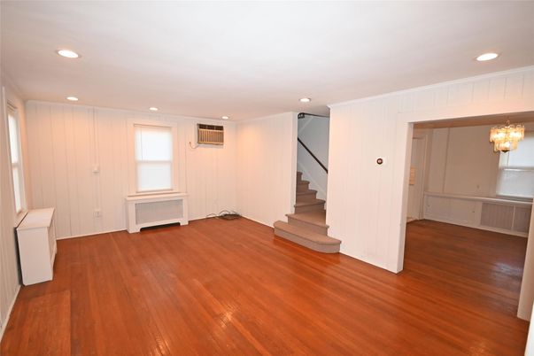 Chandelier, Empty room, Interior, Recessed Lighting, Wood Texture Flooring