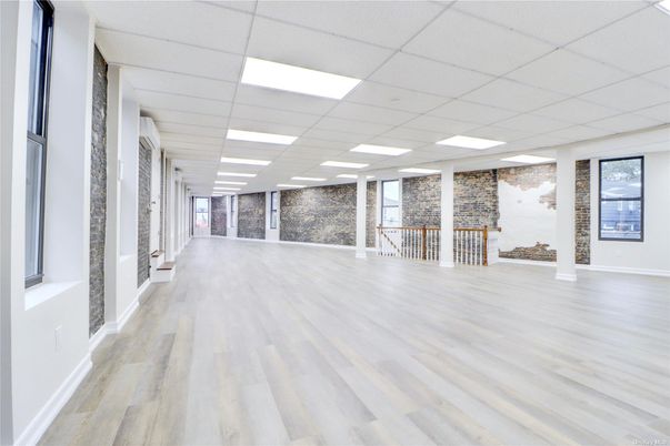 Empty room, Interior, Recessed Lighting, Stone Walls, Wood Texture Flooring