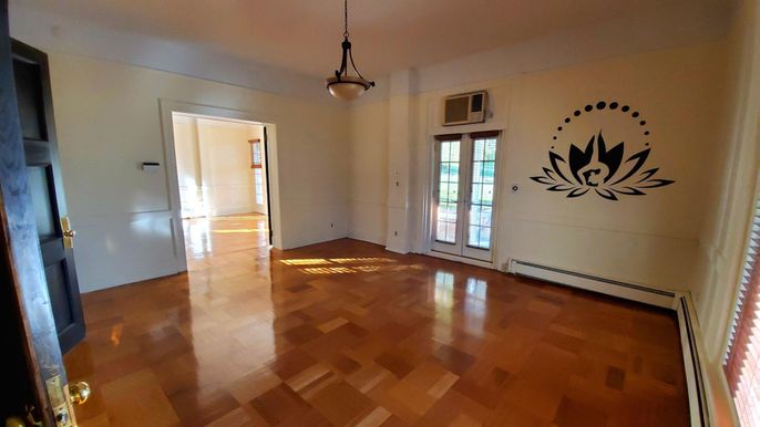 Empty room, Interior, Pendant Lights, Wood Texture Flooring