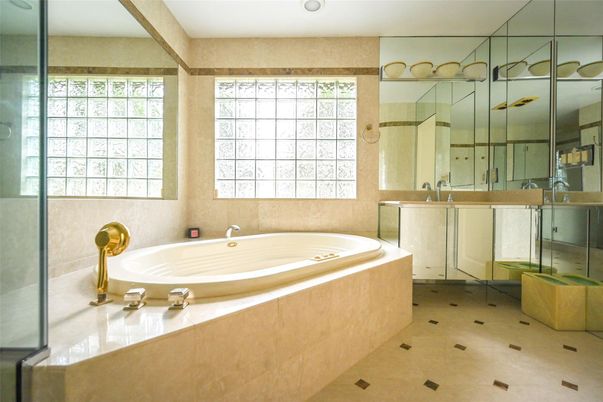 Bathroom, Glass Shower, Interior, Recessed Lighting