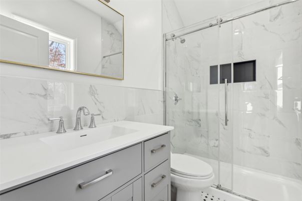 Bathroom, Glass Shower, Interior, Marble Walls