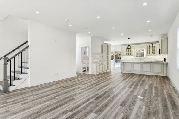 Interior, Kitchen, Pendant Lights, Recessed Lighting, Wood Texture Flooring