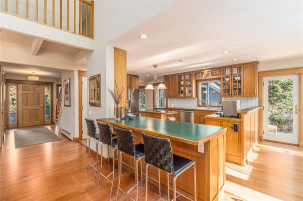 Interior, Kitchen, Pendant Lights, Recessed Lighting, Wood Texture Flooring