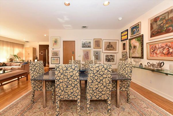 Dining room, Interior, Kitchen, Living room, Recessed Lighting, Wood Texture Flooring