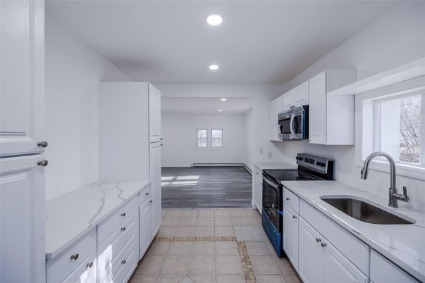 Interior, Kitchen, Recessed Lighting, Wood Texture Flooring