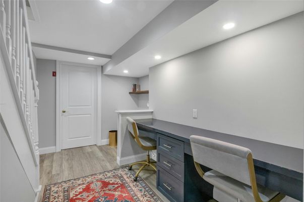 Home Office, Interior, Recessed Lighting, Wood Texture Flooring