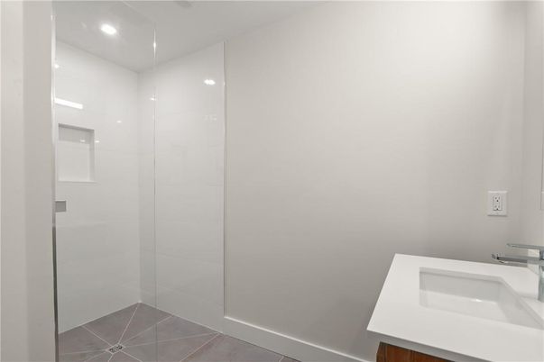Bathroom, Glass Shower, Interior, Recessed Lighting