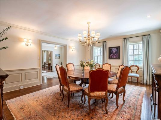 Chandelier, Dining room, Interior, Wood Texture Flooring