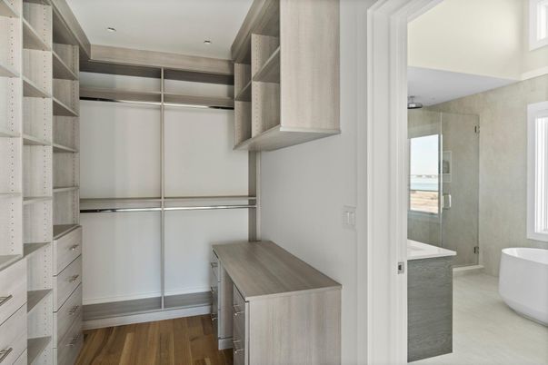 Bathroom, Free Standing Baths, Interior, Recessed Lighting, Walk-in Closets, Wood Texture Flooring