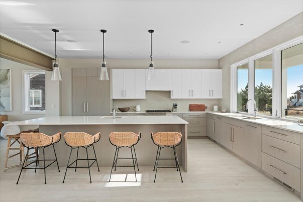 Interior, Kitchen, Pendant Lights, Recessed Lighting, Wood Texture Flooring