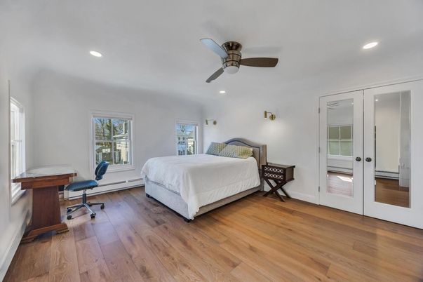 Bedroom, Home Office, Interior, Recessed Lighting, Wood Texture Flooring