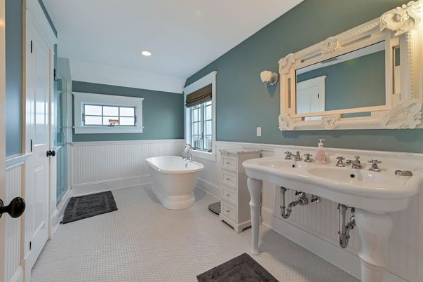 Bathroom, Dual Sink Vanities, Free Standing Baths, Interior, Recessed Lighting