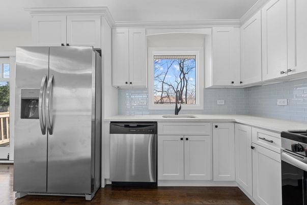 Interior, Kitchen, Stainless Steel Appliances, Wood Texture Flooring