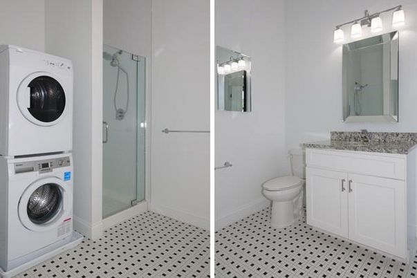 Bathroom, Glass Shower, Interior, Washer