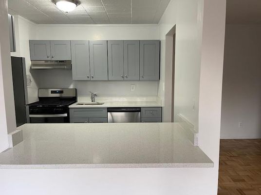 Interior, Kitchen, Stainless Steel Appliances, Wood Texture Flooring