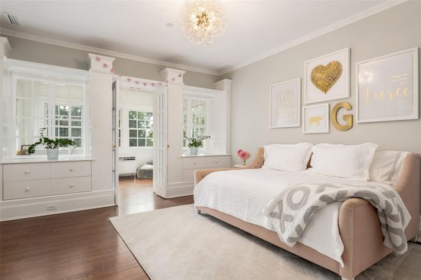 Bedroom, Chandelier, Interior, Wood Texture Flooring