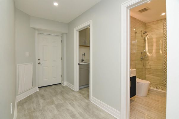 Bathroom, Glass Shower, Interior, Recessed Lighting