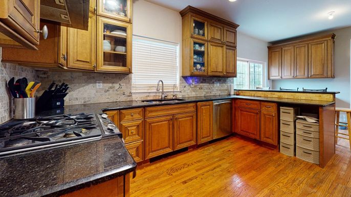 Interior, Kitchen, Recessed Lighting, Wood Texture Flooring