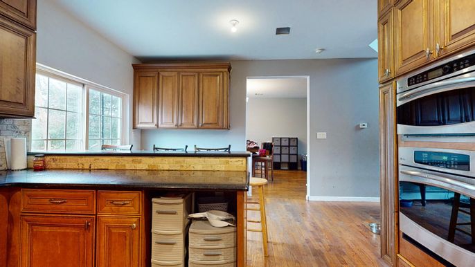 Interior, Kitchen, Stainless Steel Appliances, Wood Texture Flooring