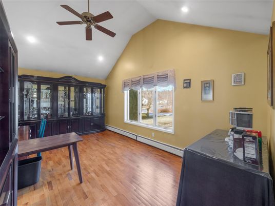 Home Office, Interior, Recessed Lighting, Wood Texture Flooring