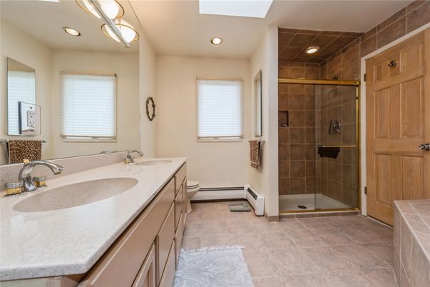 Bathroom, Dual Sink Vanities, Glass Shower, Interior, Recessed Lighting