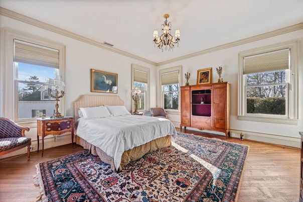 Bedroom, Chandelier, Interior, Wood Texture Flooring