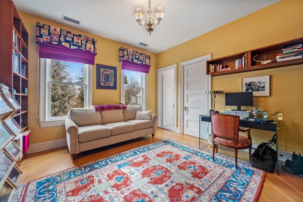Chandelier, Home Office, Interior, Wood Texture Flooring