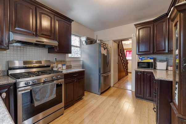 Interior, Kitchen, Stainless Steel Appliances, Wood Texture Flooring