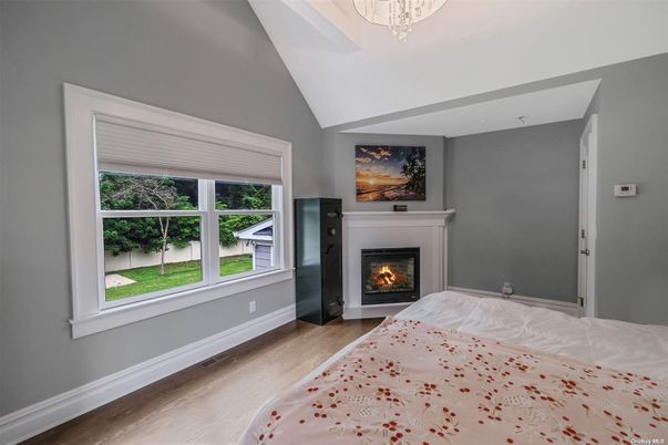 Bedroom, Fireplace, Interior, Wood Texture Flooring