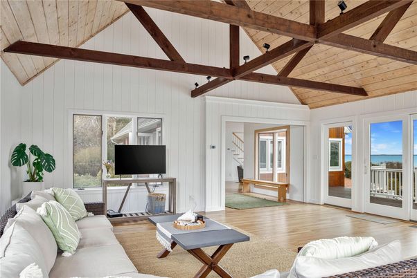 Interior, Living room, Water, Wooden Beams, Wooden Ceilings, Wood Texture Flooring