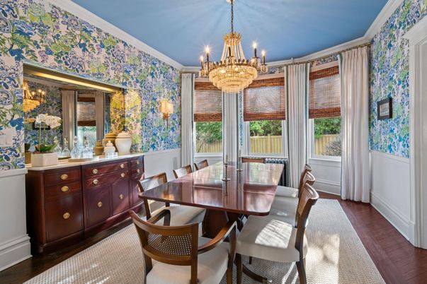 Chandelier, Dining room, Interior, Wood Texture Flooring