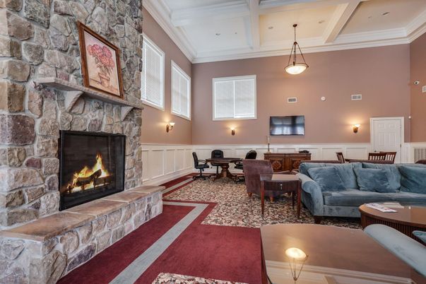 Fireplace, Interior, Living room, Pendant Lights, Stone Walls