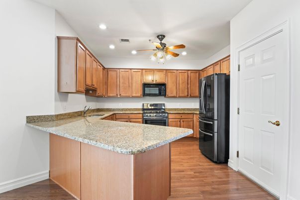Interior, Kitchen, Recessed Lighting, Wood Texture Flooring