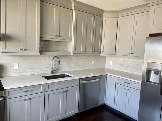 Interior, Kitchen, Stainless Steel Appliances, Wood Texture Flooring