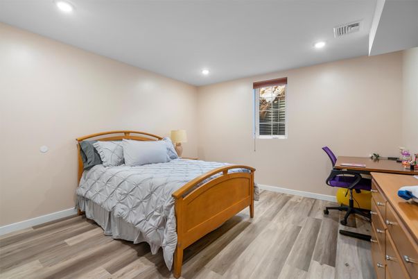 Bedroom, Home Office, Interior, Recessed Lighting, Wood Texture Flooring