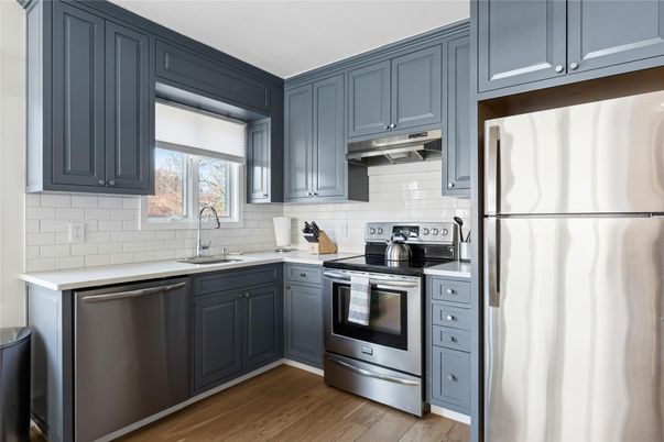 Interior, Kitchen, Stainless Steel Appliances, Wood Texture Flooring