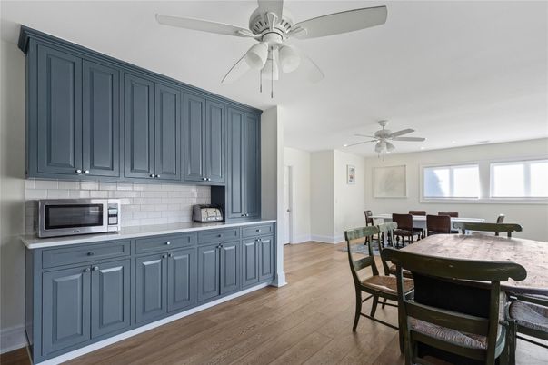 Dining room, Interior, Kitchen, Recessed Lighting, Wood Texture Flooring