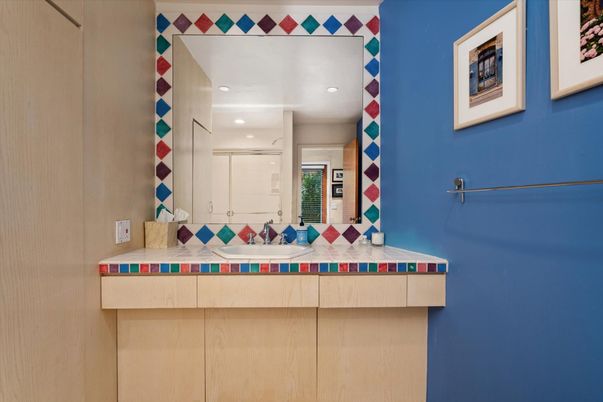 Bathroom, Interior, Recessed Lighting, Tile Countertops