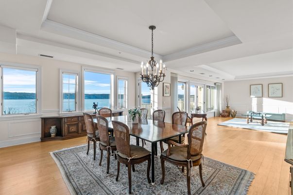 Chandelier, Dining room, Interior, Water, Wood Texture Flooring